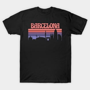 Barcelona City Skyline Sunset T-Shirt